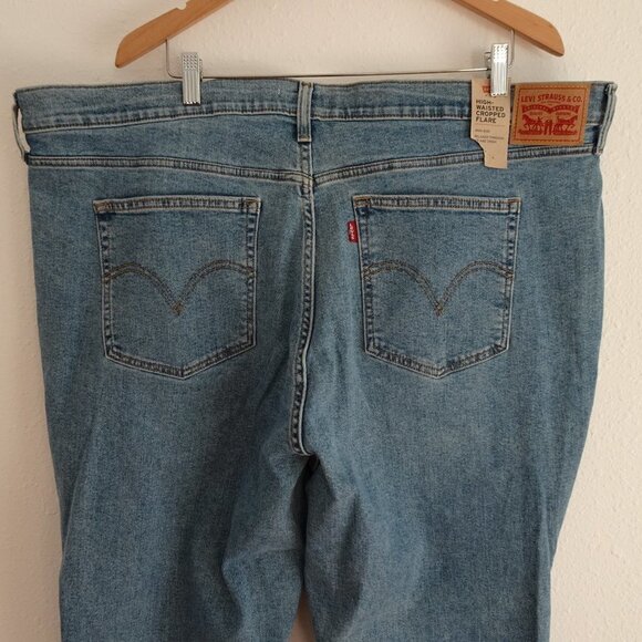 Levi's Cropped Flare Jeans Plus Size 24W Blue Denim Stretch High Waist - Picture 4 of 6